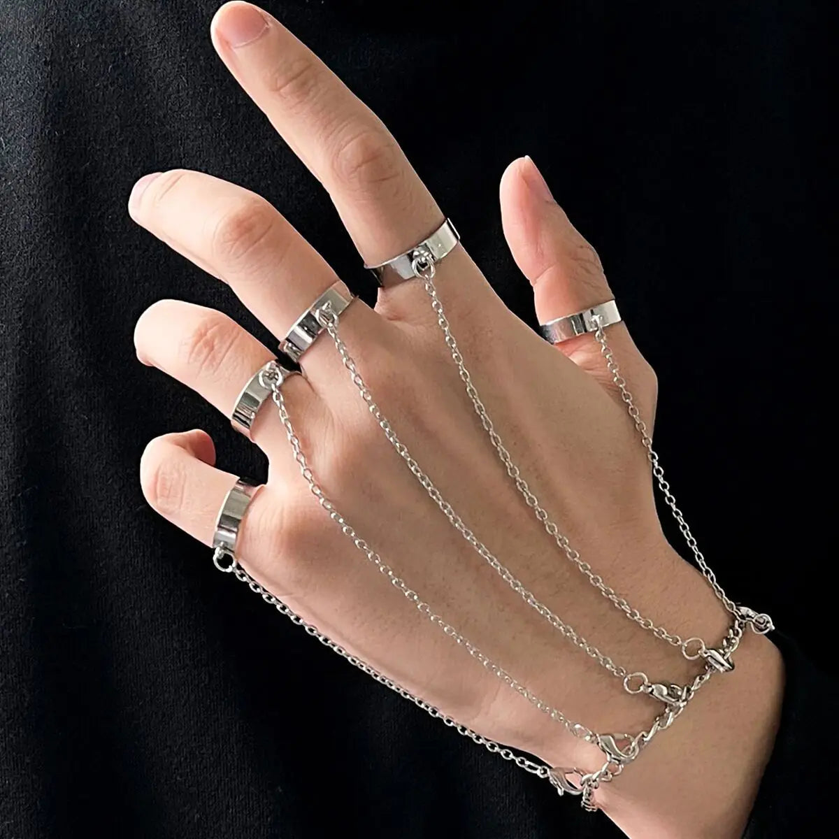 Punk Style Retro Metal Chain Bracelet Ring (One Piece)
