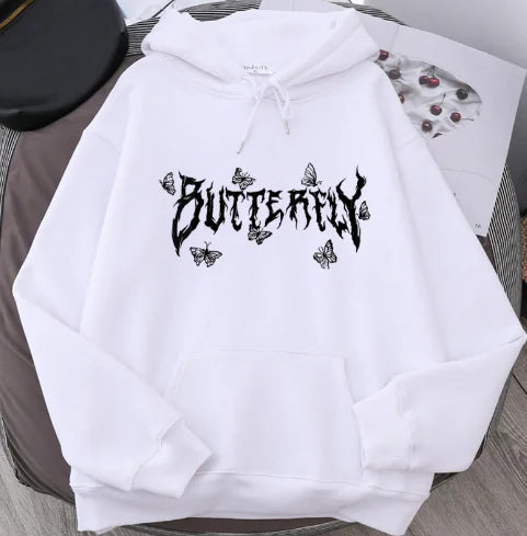 Gothic Letter Butterfly Couple Loose Sweatshirt