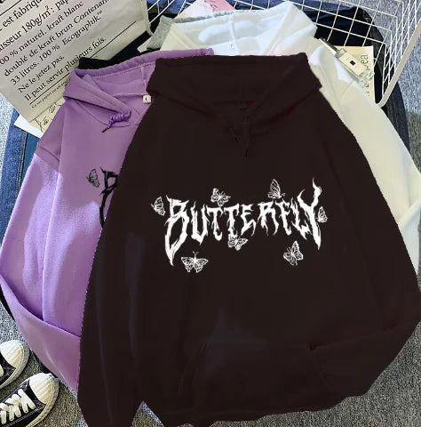 Gothic Letter Butterfly Couple Loose Sweatshirt