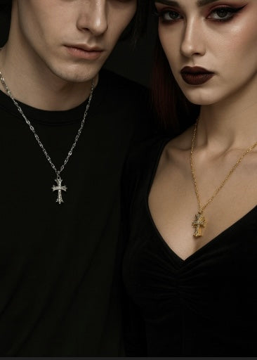 925 Sterling Silver Gothic Cross Necklace for Couples