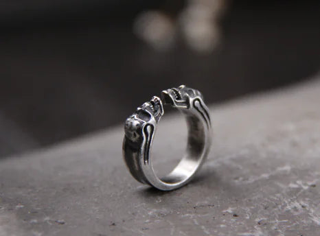 Twin Skull Open Band Ring