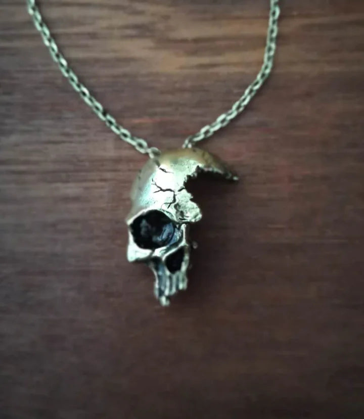 Half Face Skull Necklace in Gothic Vintage Style