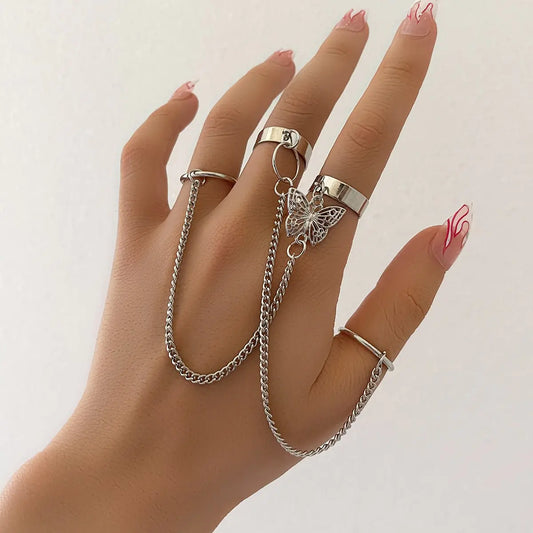 Punk Style Retro Metal Chain Bracelet Ring (One Piece)
