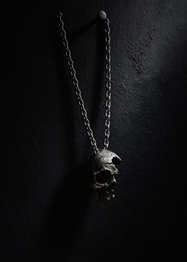 Half Face Skull Necklace in Gothic Vintage Style