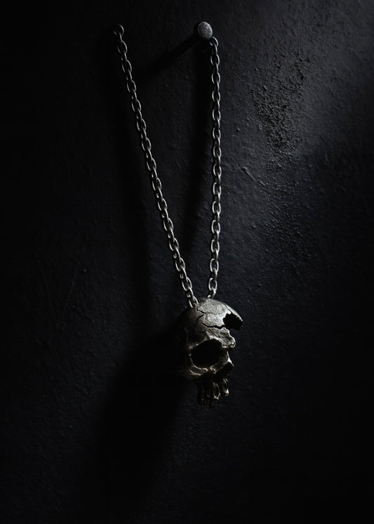 Half Face Skull Necklace in Gothic Vintage Style