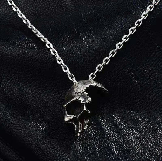 Half Face Skull Necklace in Gothic Vintage Style